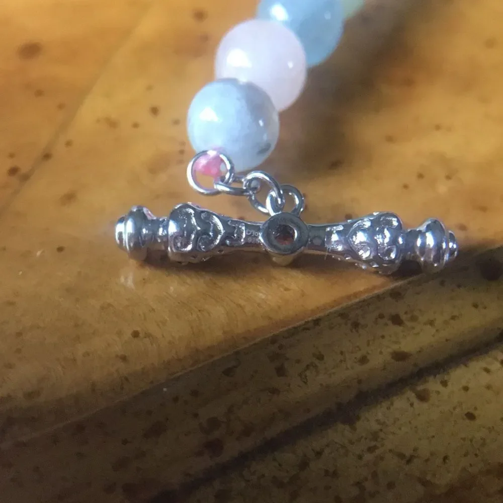 Natural Beryl Sterling Silver Beaded Necklace